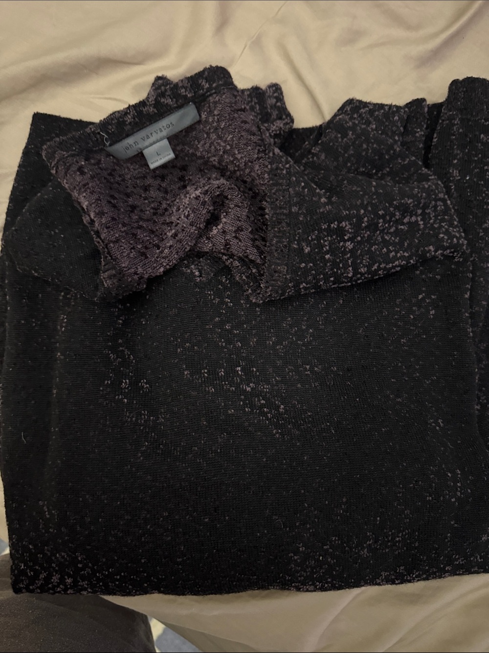 John Varvatos Plum colored Textured v neck sweater- Labeled L